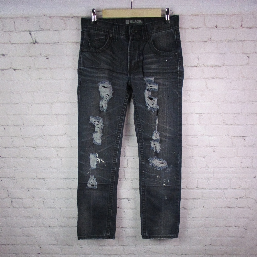 Black Brand Men's Distressed Slim Straight Jeans